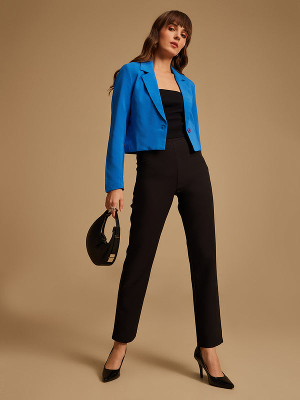 Lapel Collared Cropped Blazer