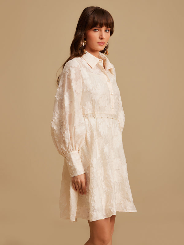 Pearl Textured Mini Dress With Belt