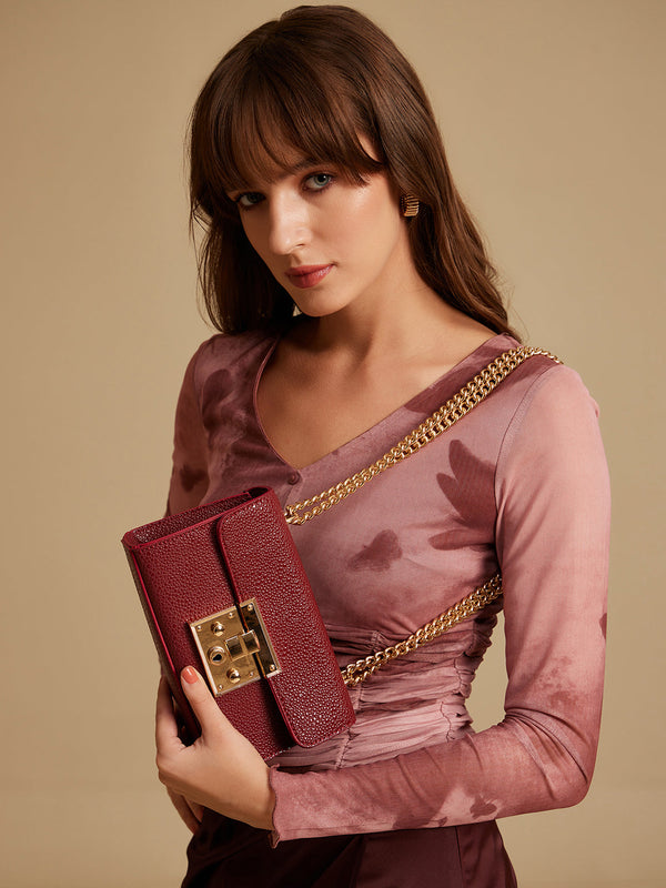 Mesmerize Gold Lock Sling Bag
