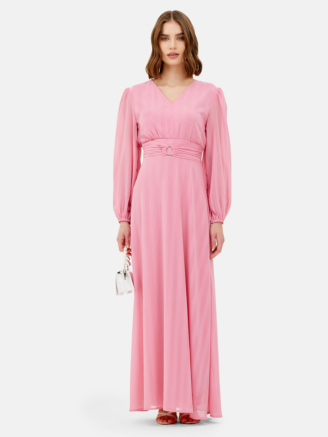 Pink Flared Maxi Dress - Kazo Maxi Dresses KAZO Pink Flared Maxi Dress - Kazo Maxi Dresses KAZO