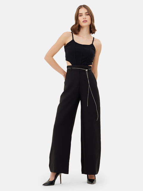 Linda Wide Leg Trousers With Belt