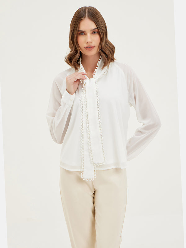 Georgia Tie-Up Blouse With Lace