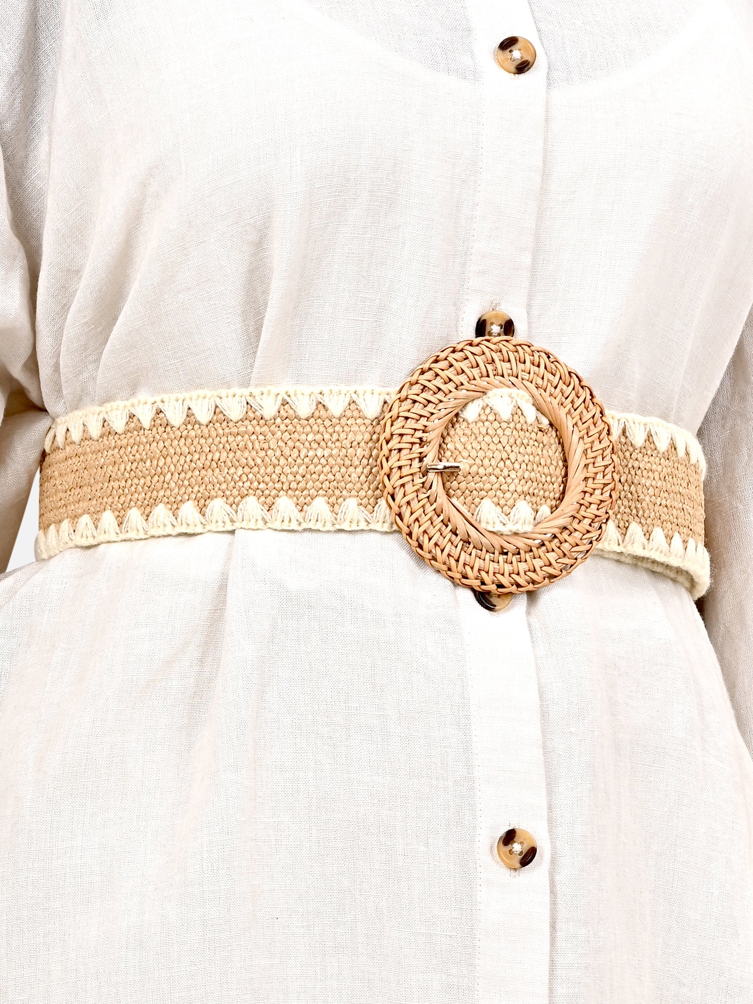 Broad Elastic Raffia Belt – KAZO - Main Image
