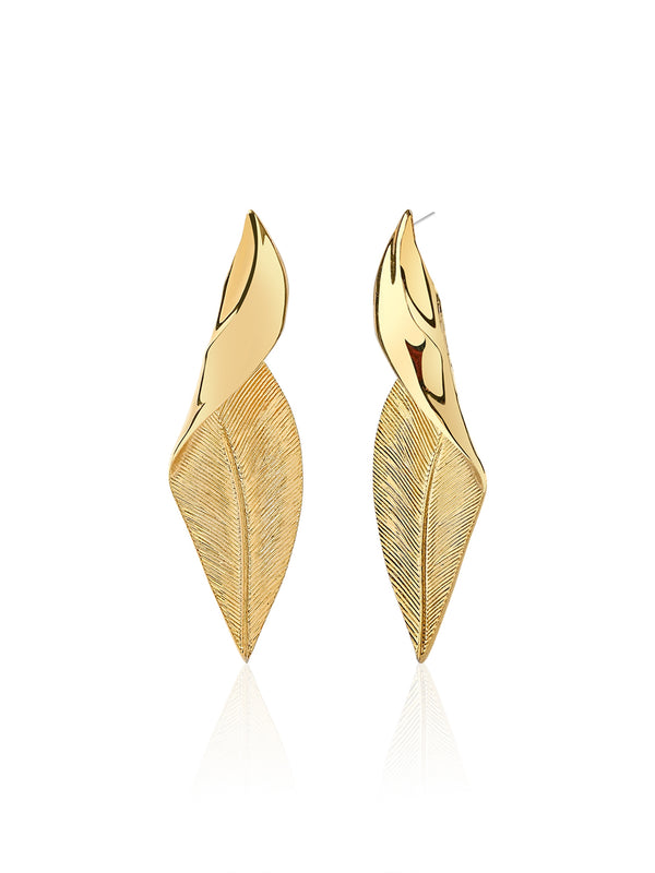 Metallic Leaf Drop Earrings