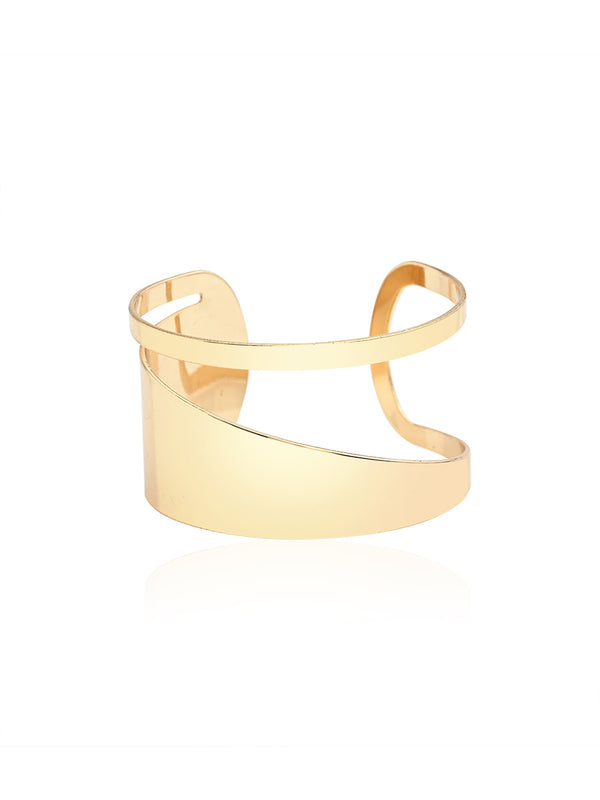 Chic Geometric-Cut Metal Bangle Bracelet