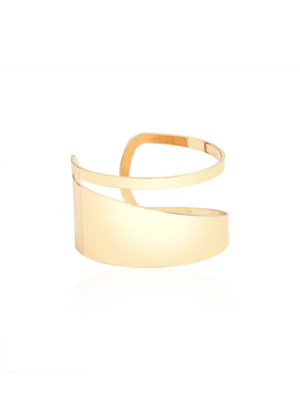 Chic Geometric-Cut Metal Bangle Bracelet