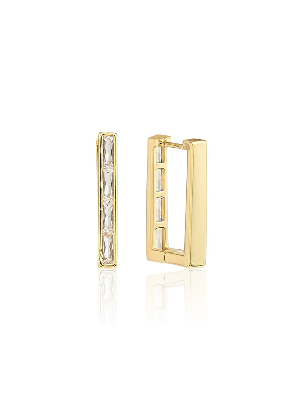 Rectangular Embellished Mini Hoops