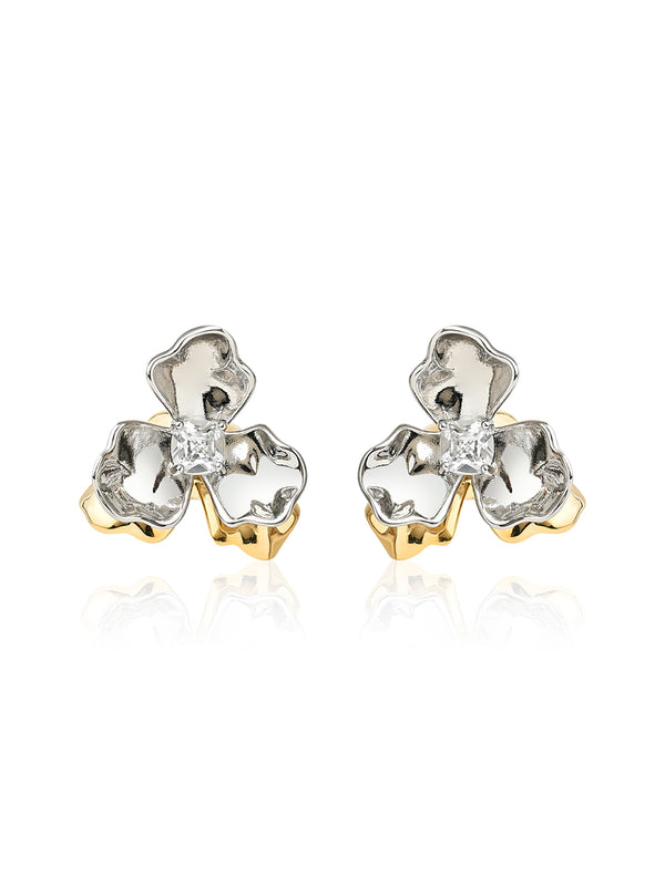 Aurelia Dual-Tone Metallic Flower Earrings
