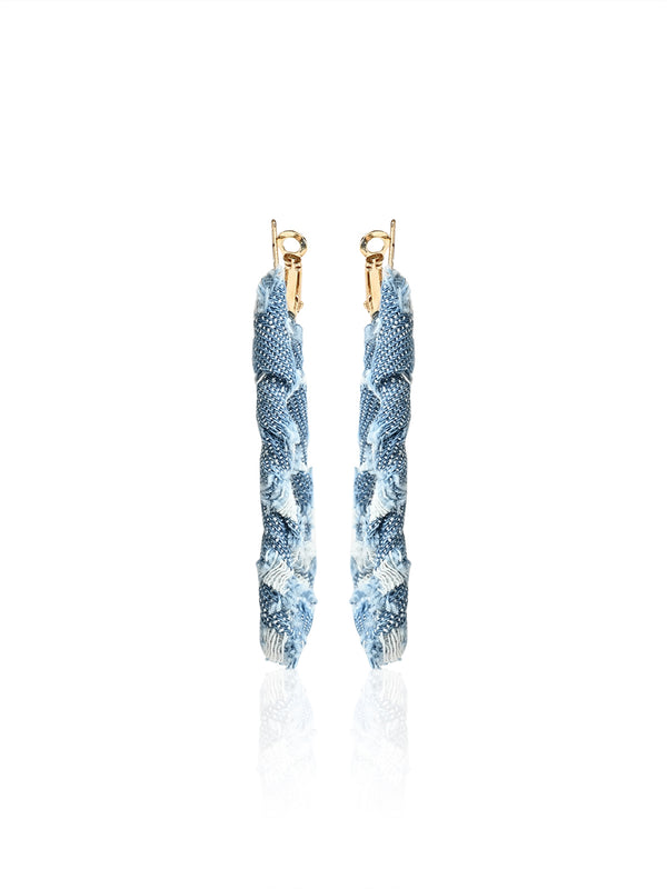 Chic Denim Triangle Hoops