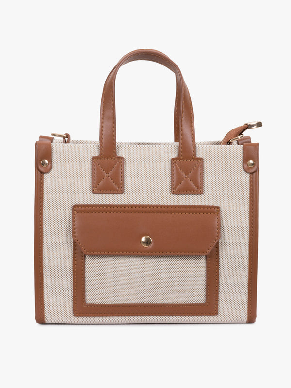 TWO TONE CANVAS SATCHEL BAG