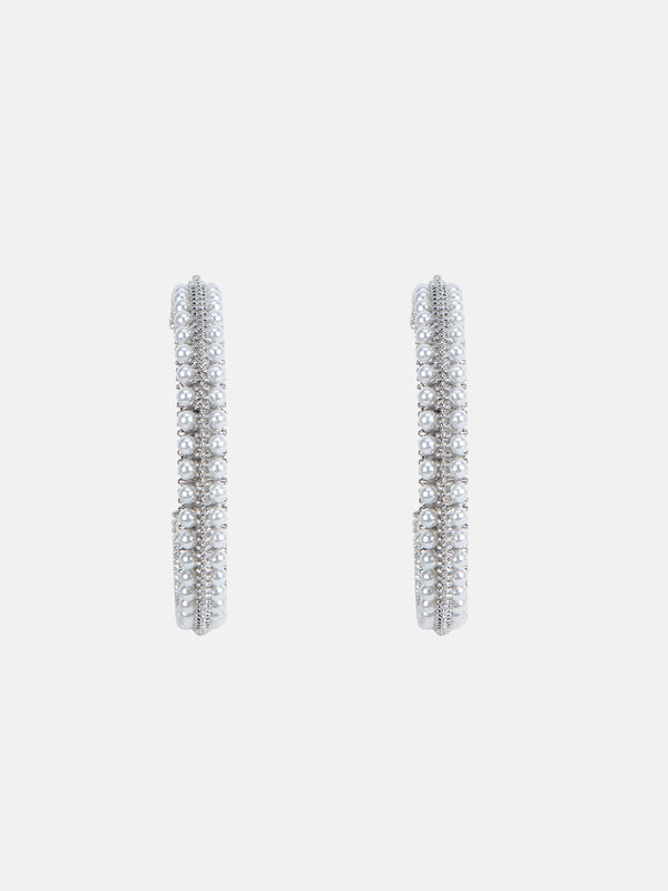 C Shaped Pearl Earrings