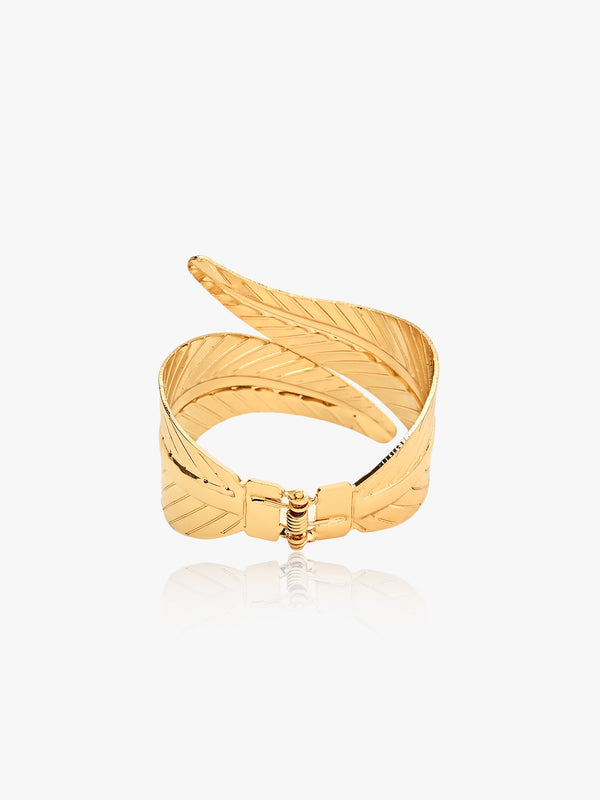 Glamorous Leaf Detail Bangle Bracelet