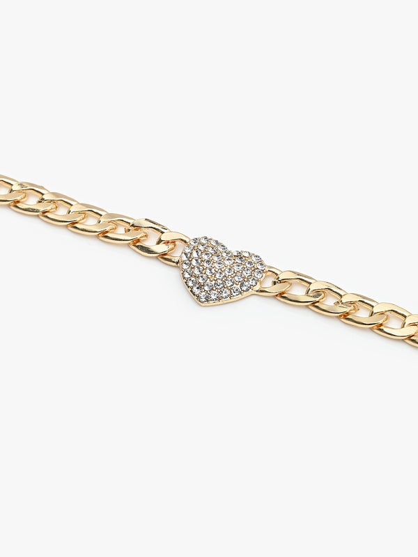 Glamorous Heart-Embellished Chain Necklace