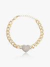 Glamorous Heart-Embellished Chain Bracelet