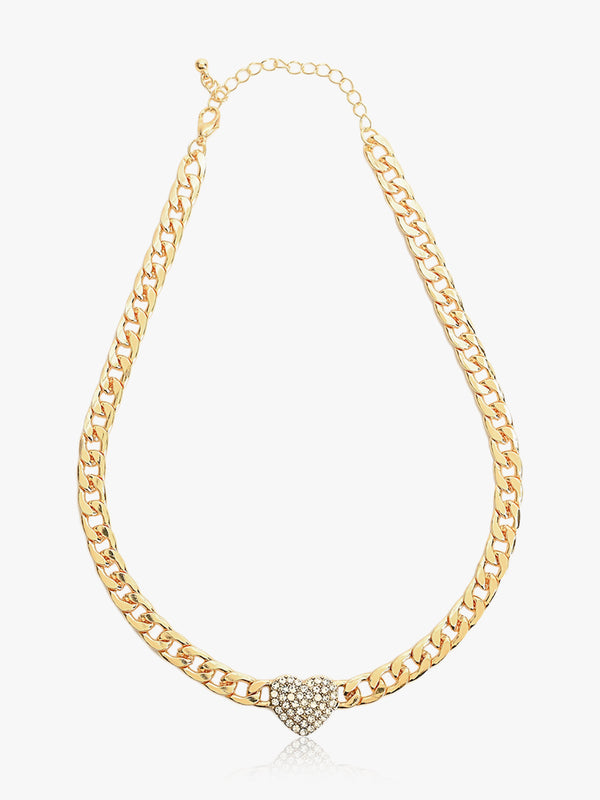 Glamorous Heart-Embellished Chain Necklace