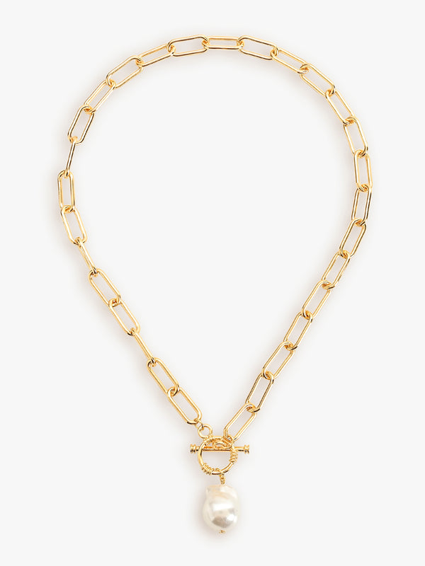 Chic White Pearl Drop Necklace