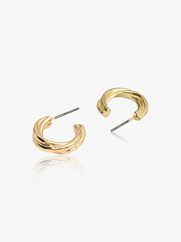 Set of 12 Gold Hoop and Stud Earrings
