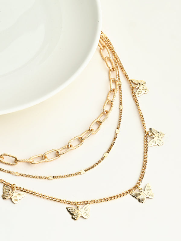 Chic Multi-Layered Butterfly Necklace