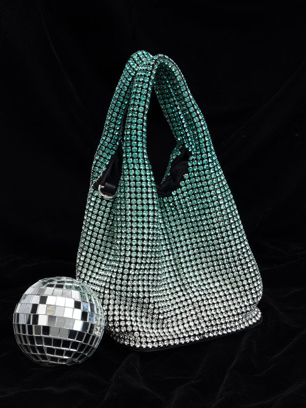 Rhinestone Evening Designer Bucket Bag