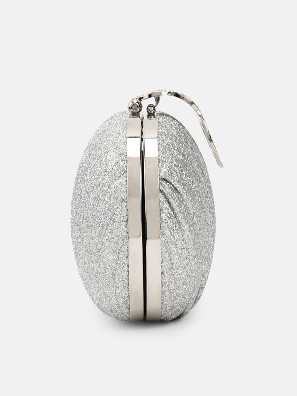 Pleated Sparkle Fabric Clutch