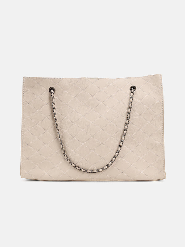 Quilted Tote Bag With Chain Handle