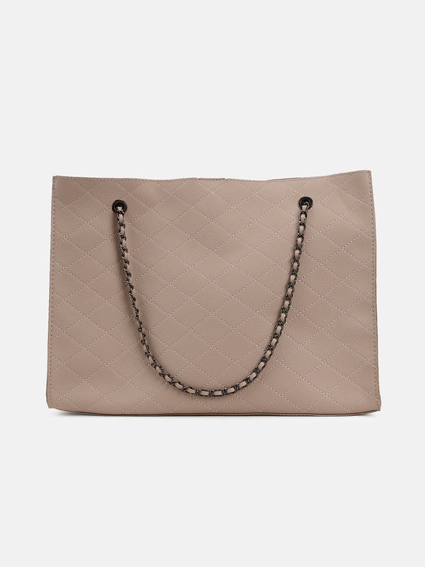 Quilted Tote Bag With Chain Handle
