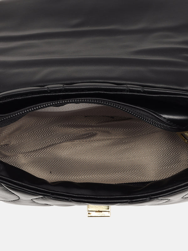 Unique Quilting Handbag With Grace Of Gold Finish