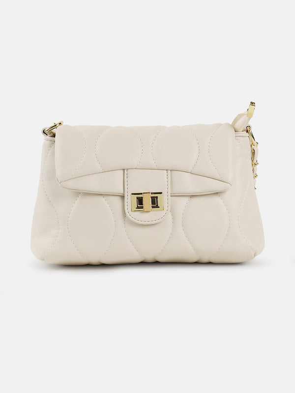 Unique Quilting Handbag With Grace Of Gold Finish