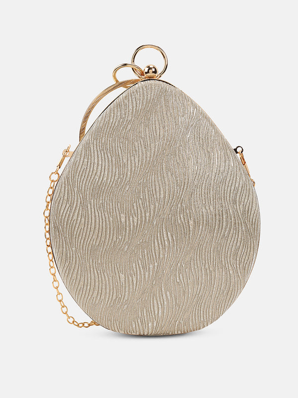 Drop Shape Glitter Fabric Clutch