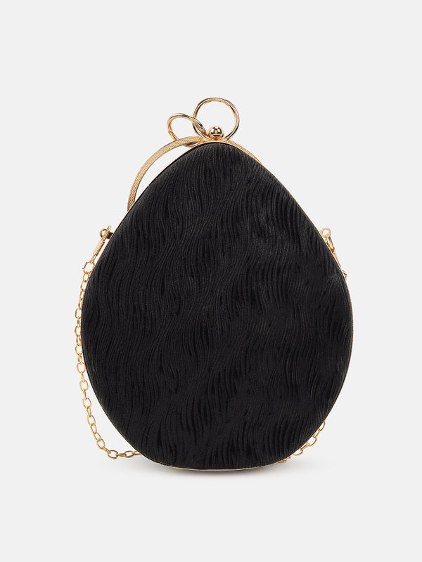 Drop Shape Glitter Fabric Clutch
