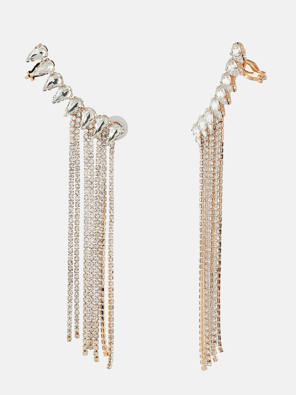 Rhinestones Studded Silver Earrings