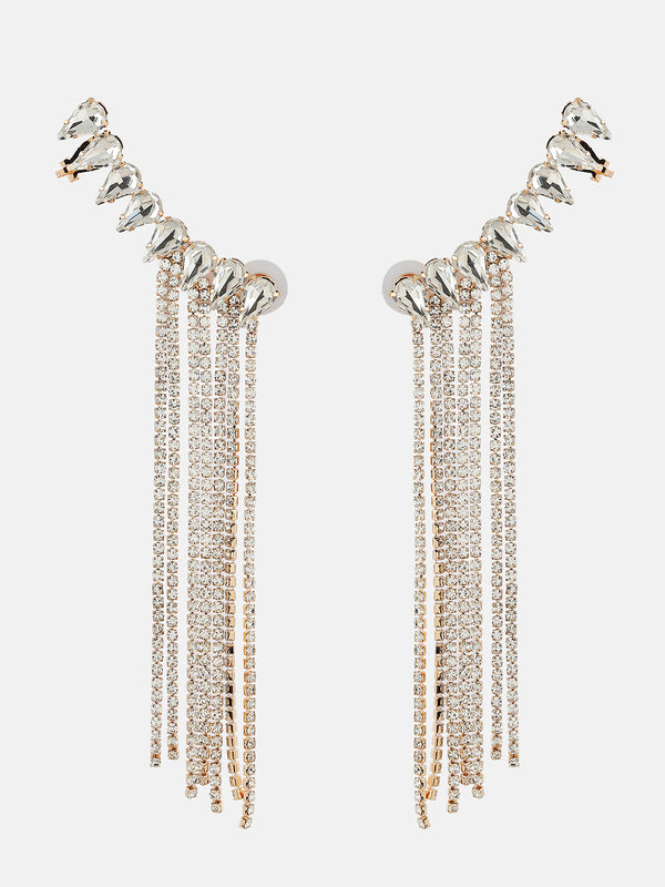 Rhinestones Studded Silver Earrings