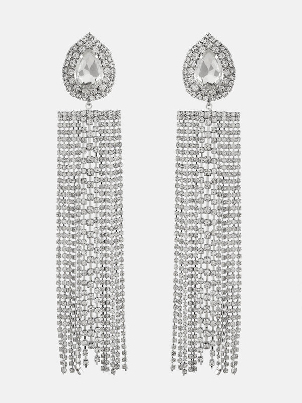 Rhinestone Studded Drop Earrings