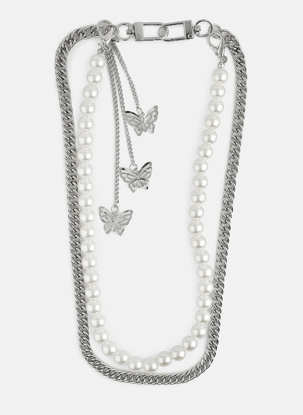 White Pearl Layered Jeans Chain
