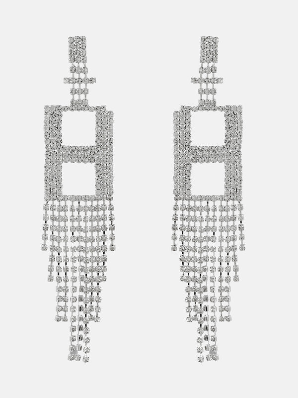 Rhinestone Tassels Earrings