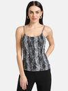 Printed Stretch Lace Spaghetti Top