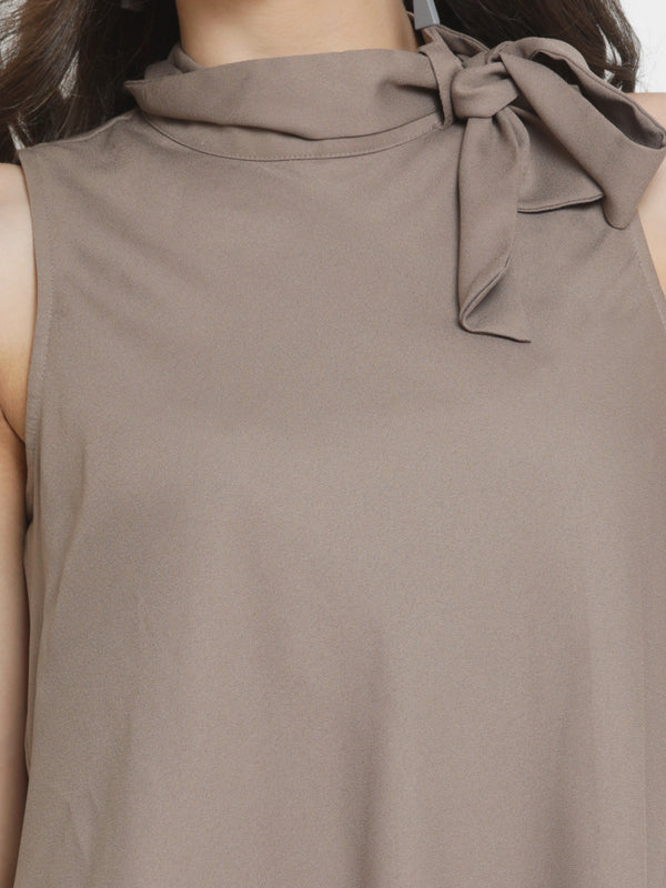 Clairpussy Bow Asymmetric Panel Top