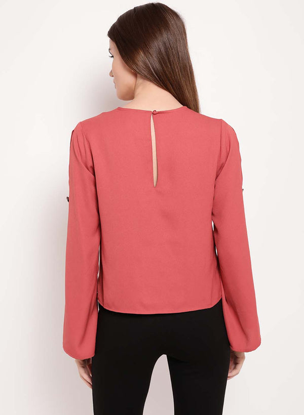 Melanie Round Neck Slit Sleeve Top