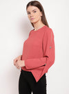 Melanie Round Neck Slit Sleeve Top