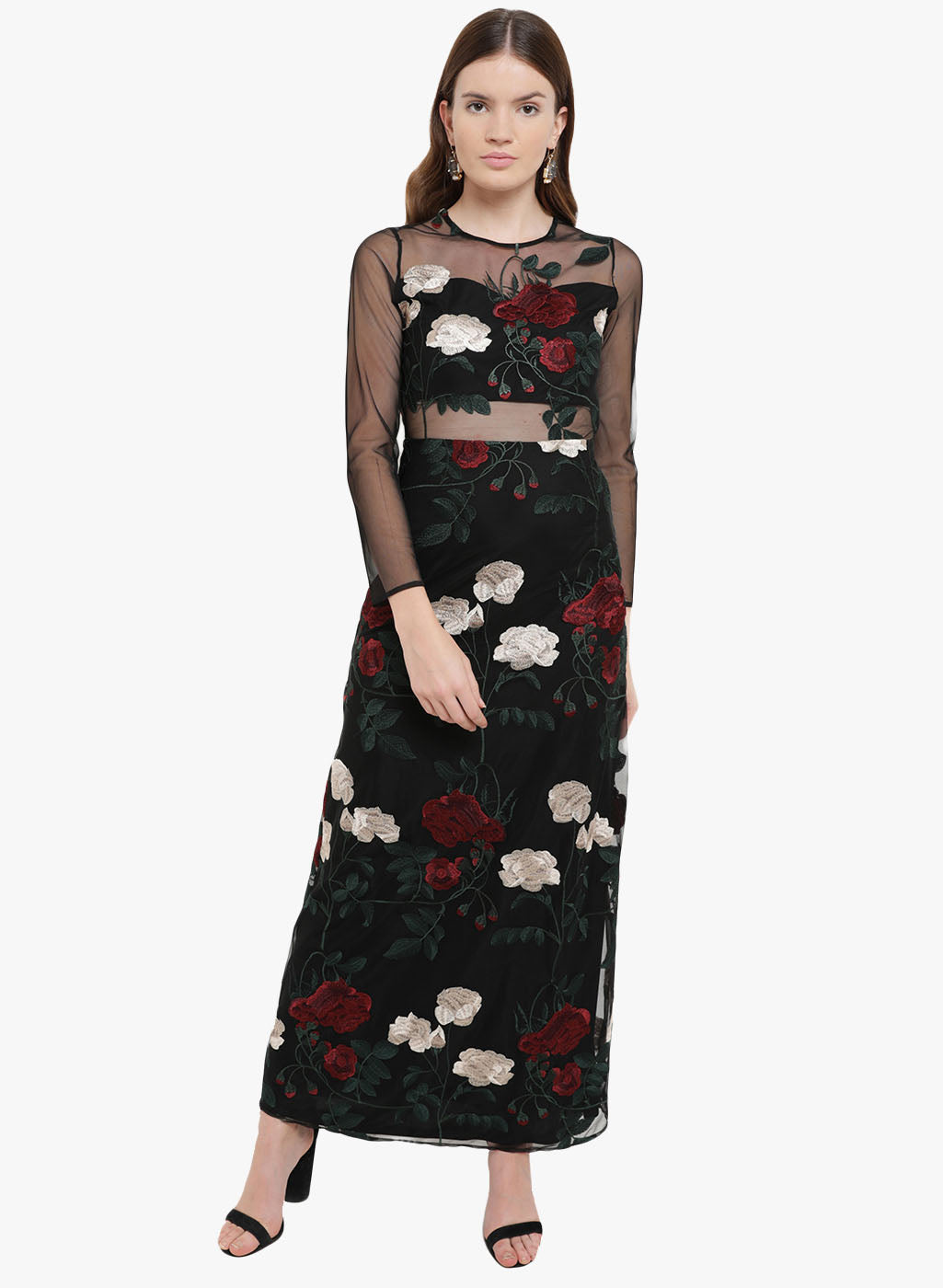 kazo black maxi dress Plain Black Gown With Sleeves Kazo Black Plain Maxi Dress