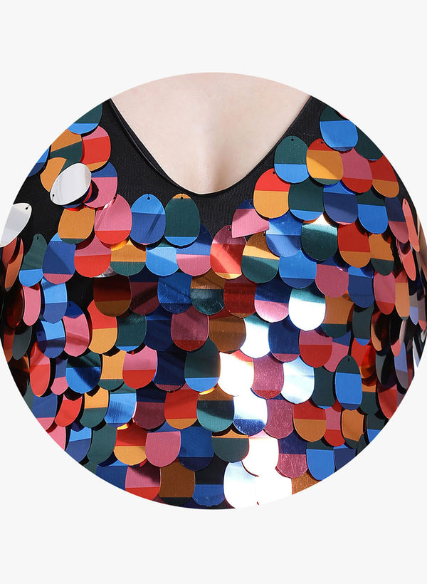 Multicolor Sequin Spaghetti Top