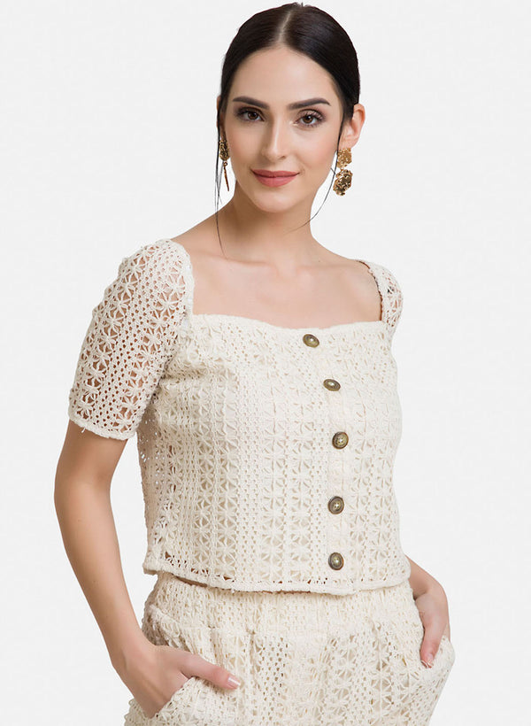 Crochet Top With Horn Buttons