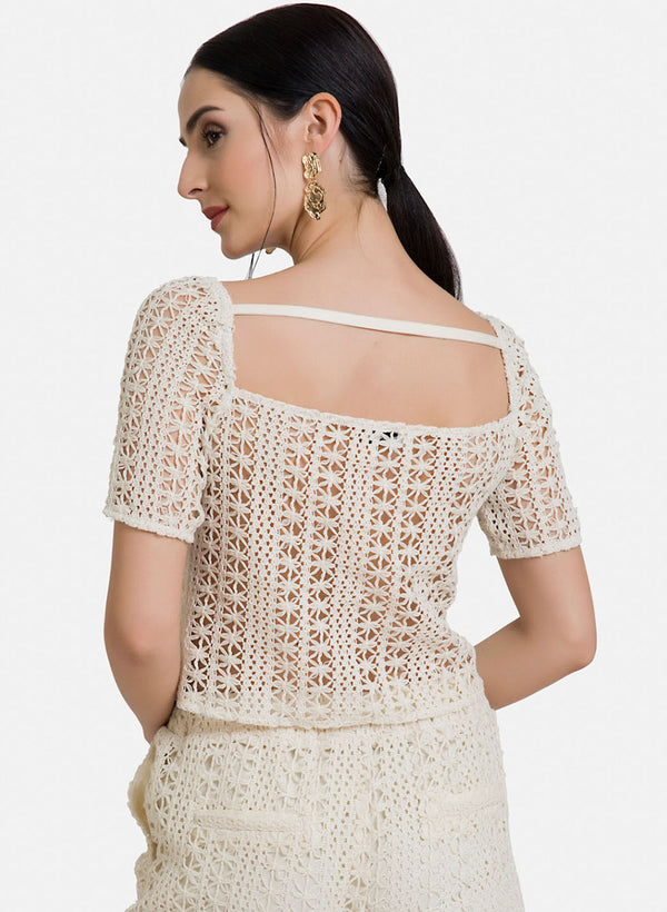 Crochet Top With Horn Buttons