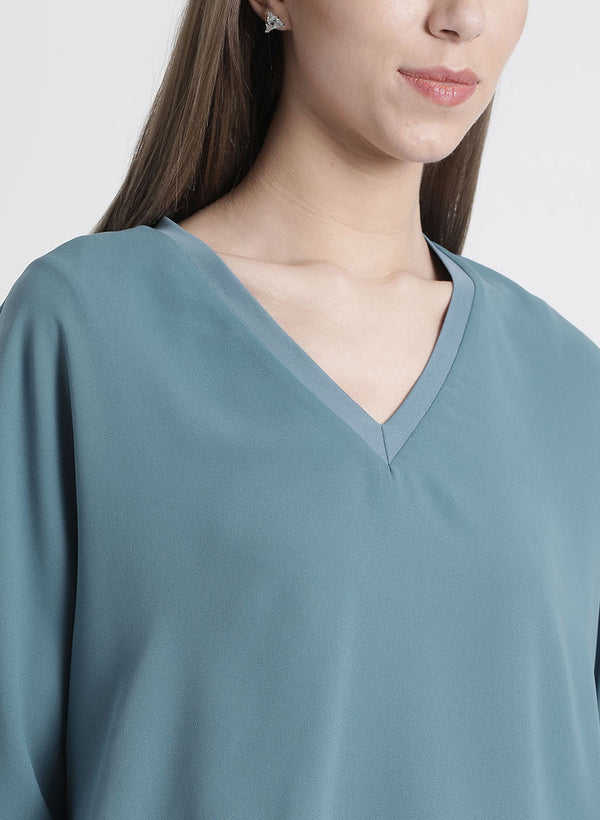 Blue Solid Baggy Top