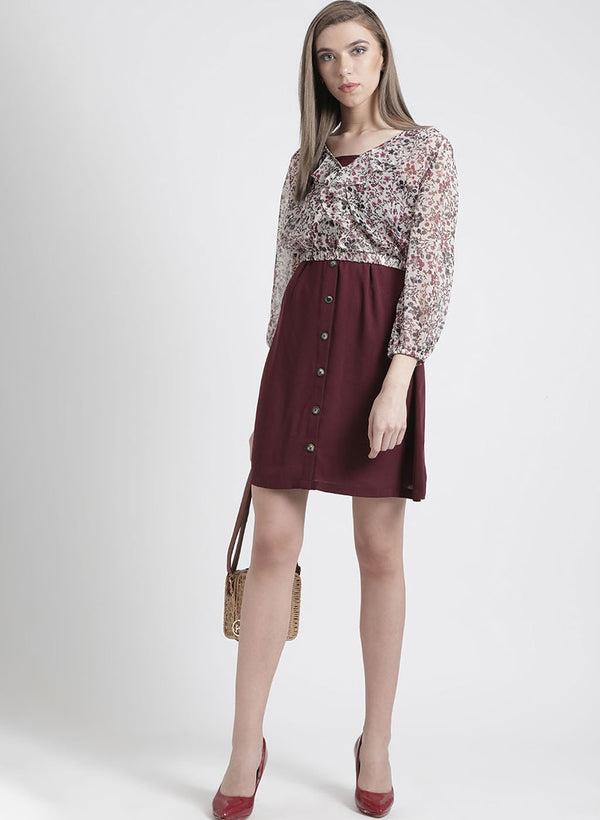 V Neck Ditsy Printed Top