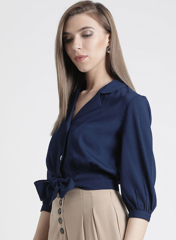 Full Sleeves Top With Button Detailind And Tie Up