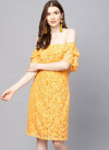 Off Shoulder Fitted Mini Lace Dress