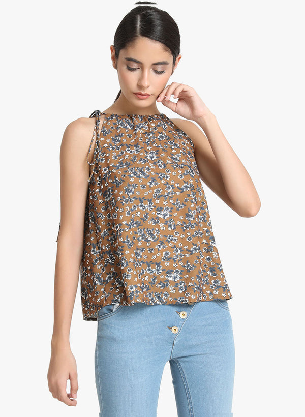Halter Neck Printed Top