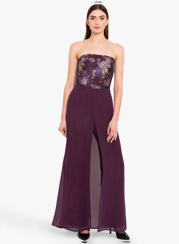 Tube Jumpsuit With Georgette Overlay