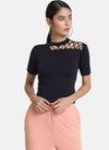 Neck Cut Out Tie Up Detail Top